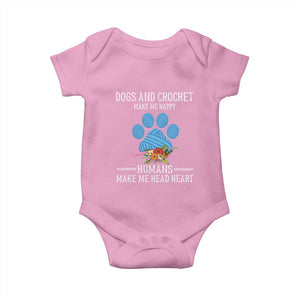 Funny Dogs And Crochet Baby Onesie Make Me Happy TS09 Light Pink Print Your Wear