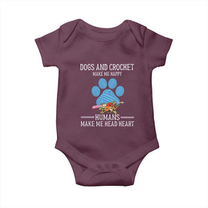 Funny Dogs And Crochet Baby Onesie Make Me Happy TS09 Maroon Print Your Wear