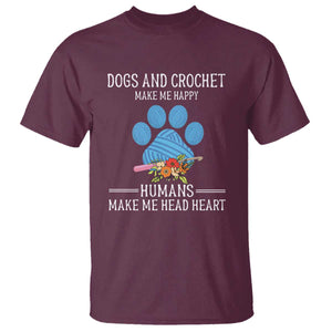 Funny Dogs And Crochet T Shirt Make Me Happy TS09 Maroon Print Your Wear