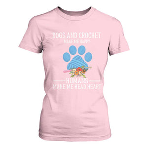 Funny Dogs And Crochet T Shirt For Women Make Me Happy TS09 Light Pink Print Your Wear