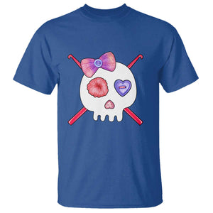 Cute Skull Crochet Knitting T Shirt TS09 Royal Blue Print Your Wear
