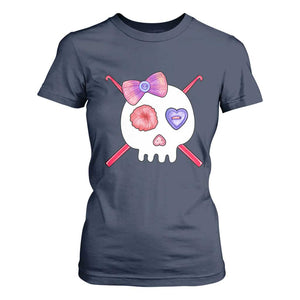 Cute Skull Crochet Knitting T Shirt For Women TS09 Navy Print Your Wear