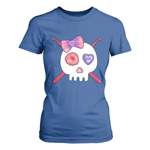 Cute Skull Crochet Knitting T Shirt For Women TS09 Royal Blue Print Your Wear