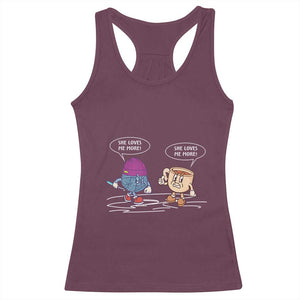 Funny Crochet Coffee Lover Racerback Tank Top She Loves Me More TS09 Maroon Print Your Wear