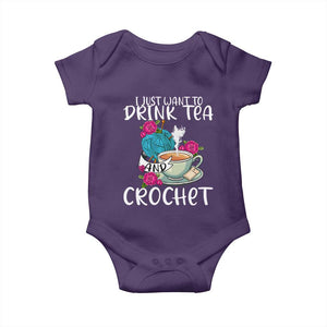 Just Want To Drink Tea And Crochet Baby Onesie TS09 Purple Print Your Wear