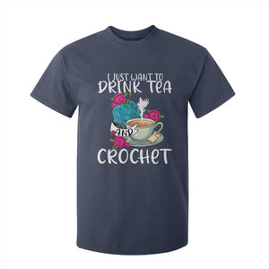 Just Want To Drink Tea And Crochet T Shirt For Kid TS09 Navy Print Your Wear
