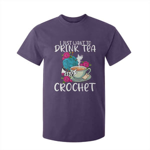 Just Want To Drink Tea And Crochet T Shirt For Kid TS09 Purple Print Your Wear