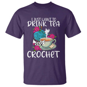 Just Want To Drink Tea And Crochet T Shirt TS09 Purple Print Your Wear