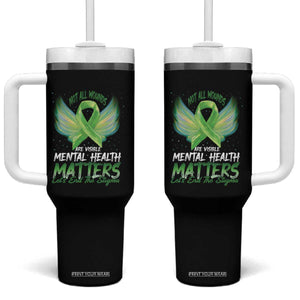 Mental Health Awareness Tumbler With Handle Not All Wounds Are Visible Let's End The Stigma TS09 One Size: 40 oz Black Print Your Wear