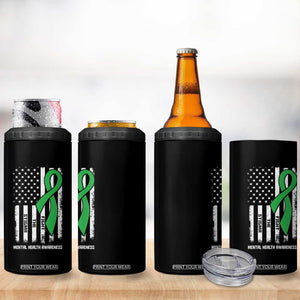 Mental Health Awareness 4 in 1 Can Cooler Tumbler Fight The Stigma America Flag Green Ribbon TS09 Print Your Wear