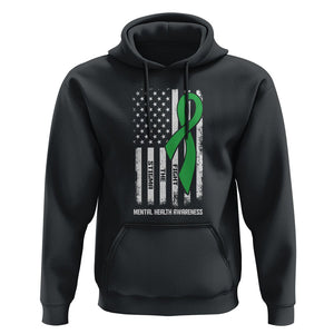 Mental Health Awareness Hoodie Fight The Stigma America Flag Green Ribbon TS09 Black Printyourwear