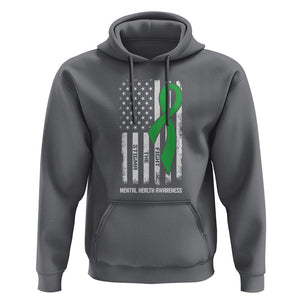 Mental Health Awareness Hoodie Fight The Stigma America Flag Green Ribbon TS09 Charcoal Printyourwear