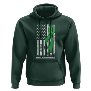 Mental Health Awareness Hoodie Fight The Stigma America Flag Green Ribbon TS09 Dark Forest Green Printyourwear