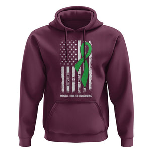 Mental Health Awareness Hoodie Fight The Stigma America Flag Green Ribbon TS09 Maroon Printyourwear