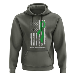 Mental Health Awareness Hoodie Fight The Stigma America Flag Green Ribbon TS09 Military Green Printyourwear