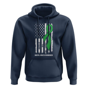 Mental Health Awareness Hoodie Fight The Stigma America Flag Green Ribbon TS09 Navy Printyourwear
