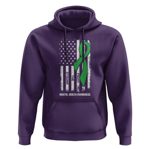 Mental Health Awareness Hoodie Fight The Stigma America Flag Green Ribbon TS09 Purple Printyourwear