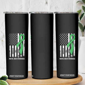 Mental Health Awareness Skinny Tumbler Fight The Stigma America Flag Green Ribbon TS09 Print Your Wear