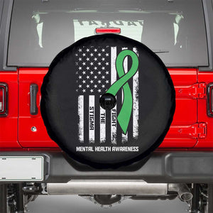 Mental Health Awareness Spare Tire Cover Fight The Stigma America Flag Green Ribbon TS09 Black Print Your Wear