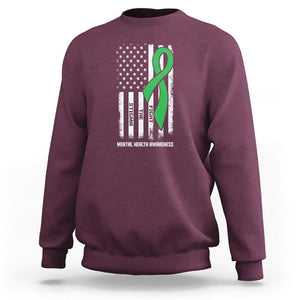 Mental Health Awareness Sweatshirt Fight The Stigma America Flag Green Ribbon TS09 Maroon Printyourwear