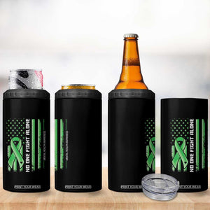 Mental Health Awareness 4 in 1 Can Cooler Tumbler No One Fights Alone America Flag Green Ribbon TS09 Print Your Wear