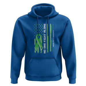 Mental Health Awareness Hoodie No One Fights Alone America Flag Green Ribbon TS09 Royal Blue Printyourwear