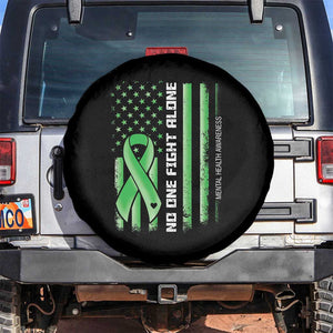 Mental Health Awareness Spare Tire Cover No One Fights Alone America Flag Green Ribbon TS09 No hole Black Print Your Wear