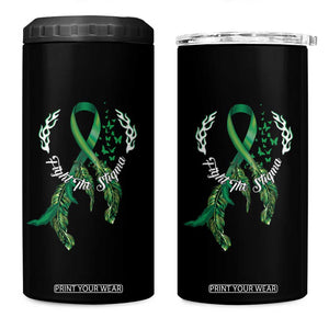 Mental Health Awareness 4 in 1 Can Cooler Tumbler Fight The Stigma Butterfly Green Ribbon TS09 One Size: 16 oz Black Print Your Wear