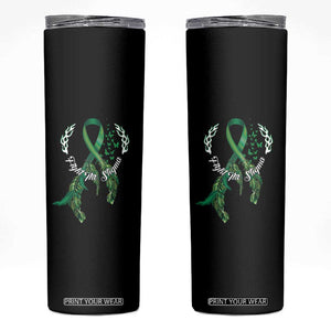 Mental Health Awareness Skinny Tumbler Fight The Stigma Butterfly Green Ribbon TS09 Black Print Your Wear