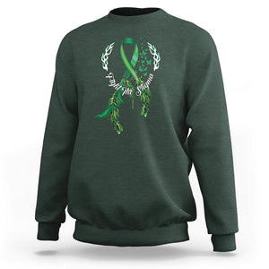 Mental Health Awareness Sweatshirt Fight The Stigma Butterfly Green Ribbon TS09 Dark Forest Green Printyourwear