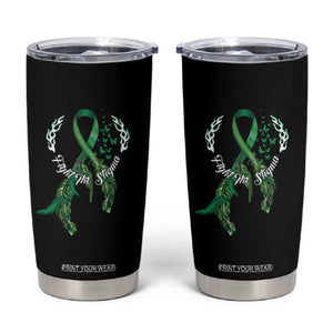 Mental Health Awareness Tumbler Cup Fight The Stigma Butterfly Green Ribbon TS09 Black Print Your Wear