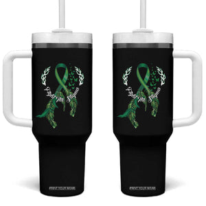 Mental Health Awareness Tumbler With Handle Fight The Stigma Butterfly Green Ribbon TS09 One Size: 40 oz Black Print Your Wear