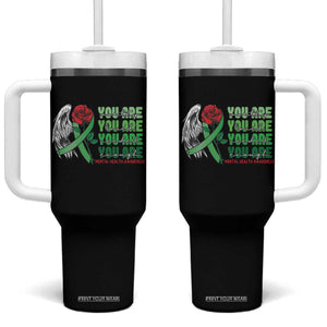 Mental Health Awareness Tumbler With Handle You Are Worthy Loved Needed Enough Typoghaphy TS09 One Size: 40 oz Black Print Your Wear
