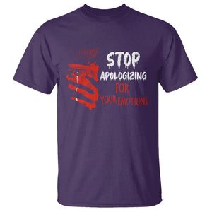 Motivational Mental Health T Shirt Stop Apologizing For Your Emotions Cry Sadness Girl TS09 Purple Printyourwear