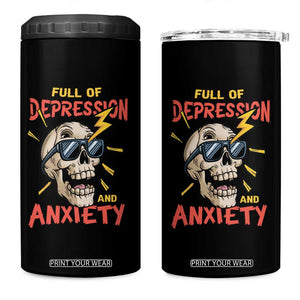 Mental Health Awareness 4 in 1 Can Cooler Tumbler Full Of Depression And Anxiety Skull TS09 One Size: 16 oz Black Print Your Wear