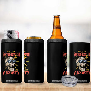 Mental Health Awareness 4 in 1 Can Cooler Tumbler Full Of Depression And Anxiety Skull TS09 Print Your Wear