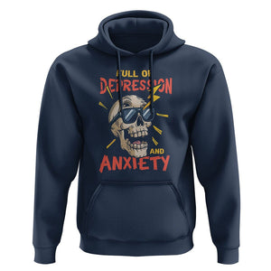 Mental Health Awareness Hoodie Full Of Depression And Anxiety Skull TS09 Navy Print Your Wear