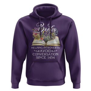 Introvert Book Lover Hoodie Books Helping Introverts Avoid Conversation TS09 Purple Printyourwear
