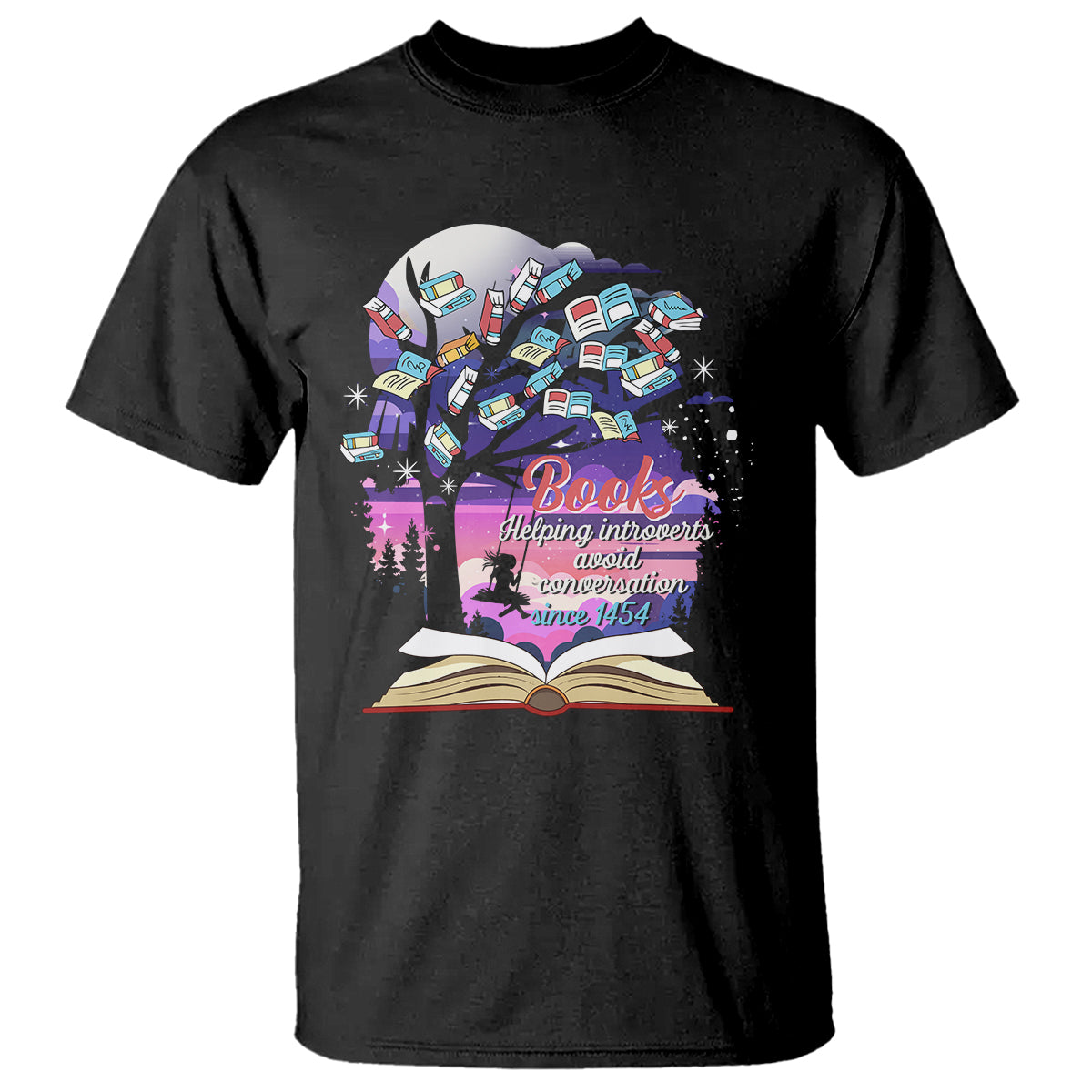 Introvert Book Lover T Shirt Books Helping Introverts Avoid Conversation TS09 Black Printyourwear