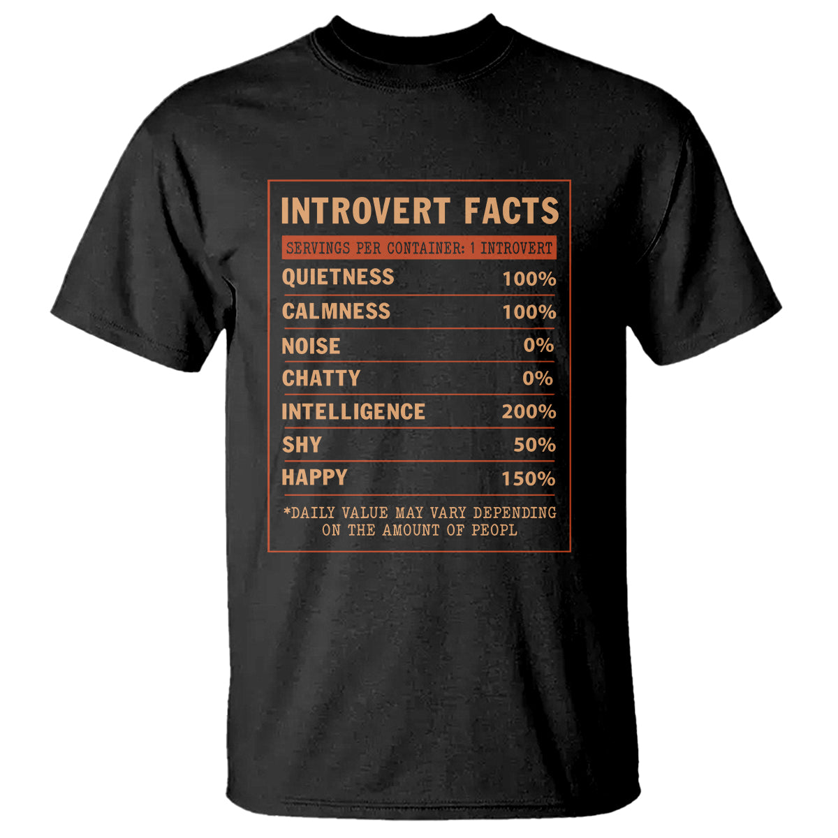 Introvert Facts T Shirt 100% Quietness Calmness Intelligence Happy TS09 Black Printyourwear
