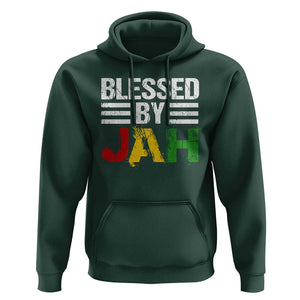 Blessed By Jah Jamaican Rastafari Rasta Hoodie TS09 Dark Forest Green Print Your Wear