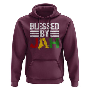 Blessed By Jah Jamaican Rastafari Rasta Hoodie TS09 Maroon Print Your Wear