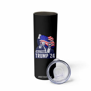 Trump Raised Fist Skinny Tumbler Bulletproof 2024 Stronger Trump American Flag TS09 Print Your Wear