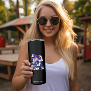 Trump Raised Fist Skinny Tumbler Bulletproof 2024 Stronger Trump American Flag TS09 Print Your Wear