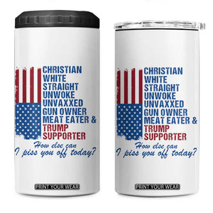 Trump Supporter 4 in 1 Can Cooler Tumbler Christian White Straight Gun Owner Meat Eater TS09 One Size: 16 oz White Print Your Wear