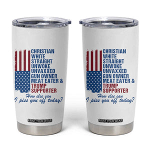 Trump Supporter Tumbler Cup Christian White Straight Gun Owner Meat Eater TS09 White Print Your Wear