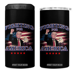 Trump Raised Fist 4 in 1 Can Cooler Tumbler Fighting For America Eagle TS09 One Size: 16 oz Black Print Your Wear