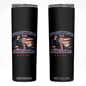 Trump Raised Fist Skinny Tumbler Fighting For America Eagle TS09 Black Print Your Wear