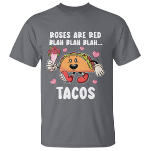 Valentine's Day T Shirt Roses Are Red Blah Tacos Funny Food Lover TS09 Charcoal Printyourwear