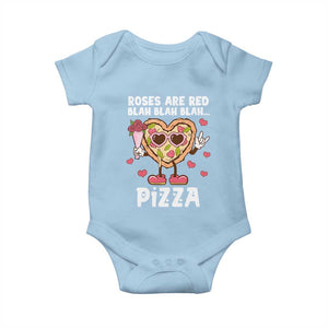 Valentine's Day Baby Onesie Roses Are Red Blah Pizza Funny Food Lover TS09 Light Blue Print Your Wear